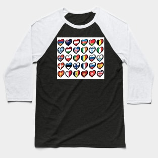Eurovision Song Contest Flags Hearts Baseball T-Shirt